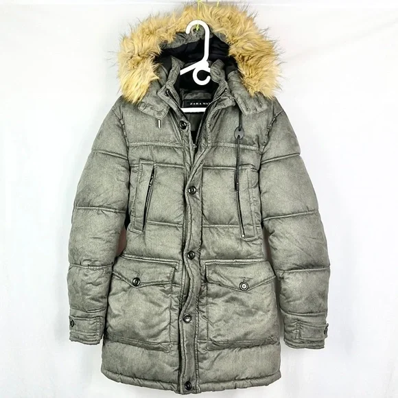 Puffer Jacket Zara Man Grey Jacket TECHNICAL PUFFER JACKET Black